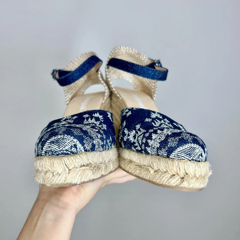 DESIGUAL 'Sabado' Printed Denim Espadrille‎ Wedges. Size 9